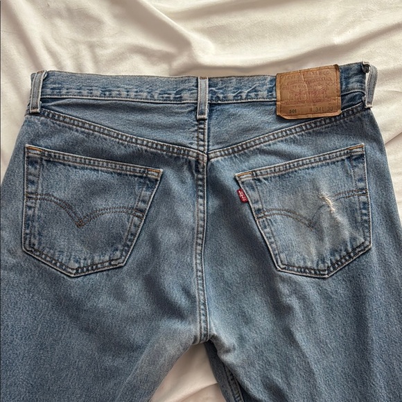 Thrifted Vintage 501 Levi’s Blue Denim Jeans - Picture 3 of 5